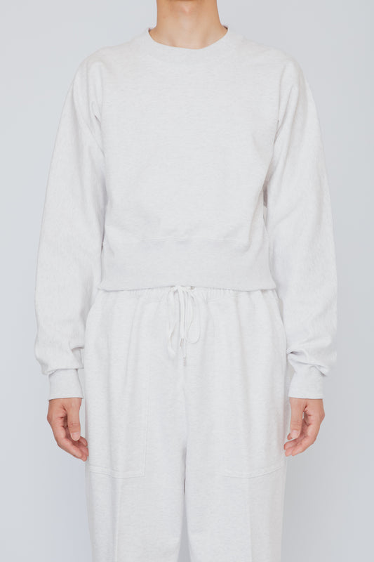 ONE-SIDE KIMONO SLEEVE SWEATSHIRT_TIGHT FIT /  HEATHER WHITE