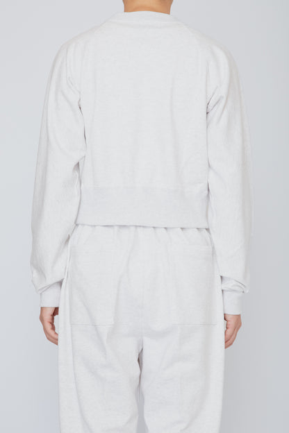 ONE-SIDE KIMONO SLEEVE SWEATSHIRT_TIGHT FIT /  HEATHER WHITE