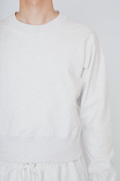 ONE-SIDE KIMONO SLEEVE SWEATSHIRT_TIGHT FIT /  HEATHER WHITE