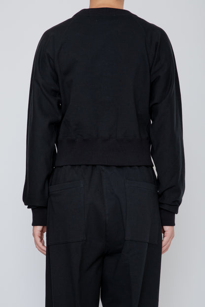 ONE-SIDE KIMONO SLEEVE SWEATSHIRT_TIGHT FIT /  BLACK