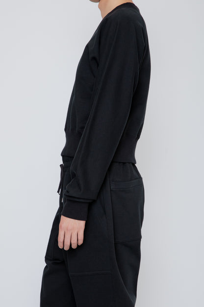 ONE-SIDE KIMONO SLEEVE SWEATSHIRT_TIGHT FIT /  BLACK