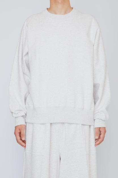 ONE-SIDE KIMONO SLEEVE SWEATSHIRT_LOOSE FIT /  HEATHER WHITE