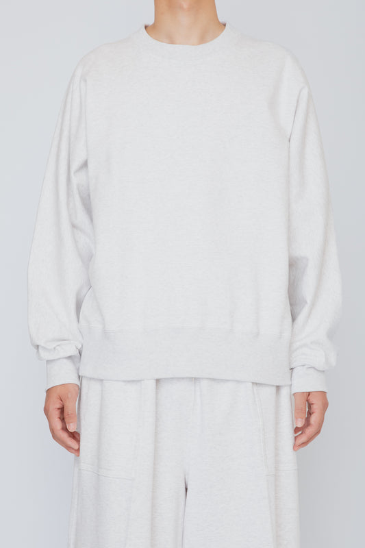 ONE-SIDE KIMONO SLEEVE SWEATSHIRT_LOOSE FIT /  HEATHER WHITE