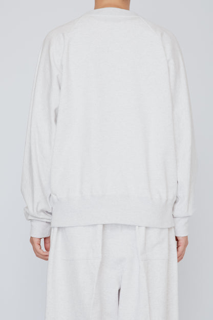 ONE-SIDE KIMONO SLEEVE SWEATSHIRT_LOOSE FIT /  HEATHER WHITE