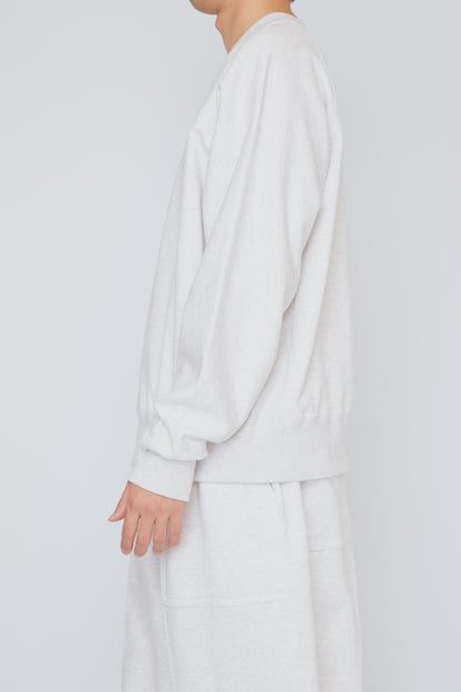 ONE-SIDE KIMONO SLEEVE SWEATSHIRT_LOOSE FIT /  HEATHER WHITE