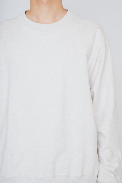 ONE-SIDE KIMONO SLEEVE SWEATSHIRT_LOOSE FIT /  HEATHER WHITE