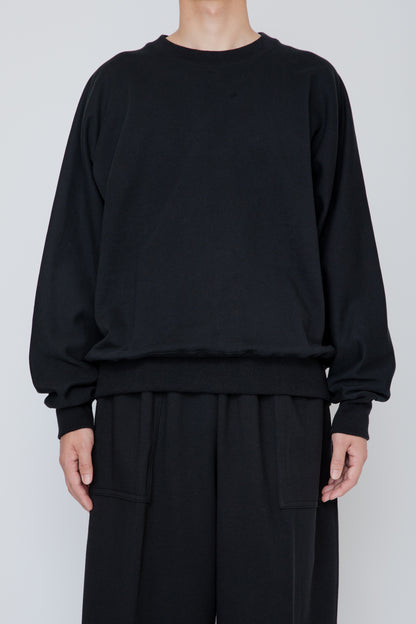 ONE-SIDE KIMONO SLEEVE SWEATSHIRT_LOOSE FIT /  BLACK