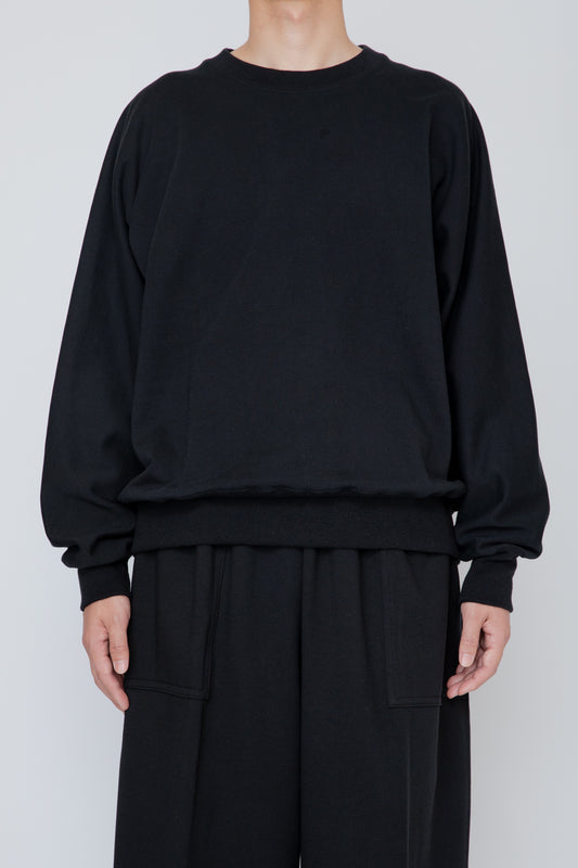 ONE-SIDE KIMONO SLEEVE SWEATSHIRT_LOOSE FIT /  BLACK