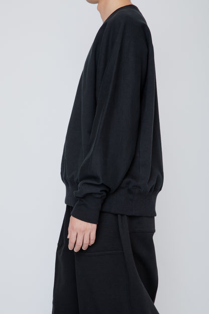 ONE-SIDE KIMONO SLEEVE SWEATSHIRT_LOOSE FIT /  BLACK