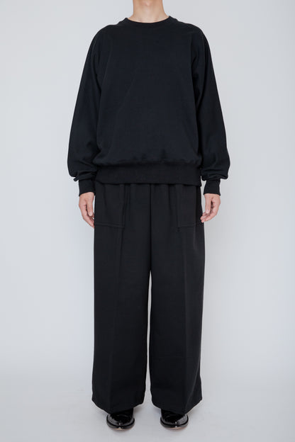 ONE-SIDE KIMONO SLEEVE SWEATSHIRT_LOOSE FIT /  BLACK
