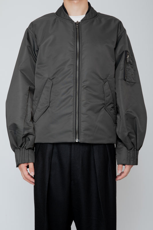 BUMPY GATHERED BOMBER JACKET / CHARCOAL