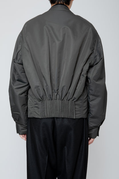 BUMPY GATHERED BOMBER JACKET / CHARCOAL