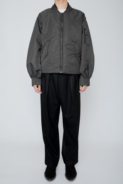 BUMPY GATHERED BOMBER JACKET / CHARCOAL