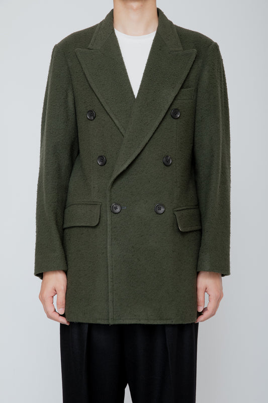 NAPPING WOOL SHORT COAT / OLIVE GREEN
