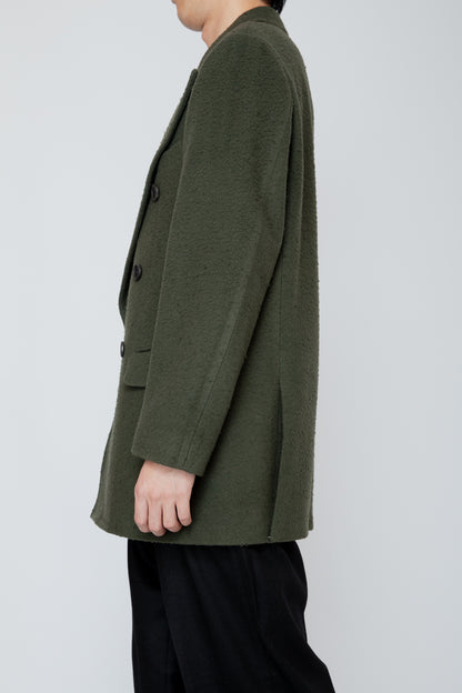 NAPPING WOOL SHORT COAT / OLIVE GREEN