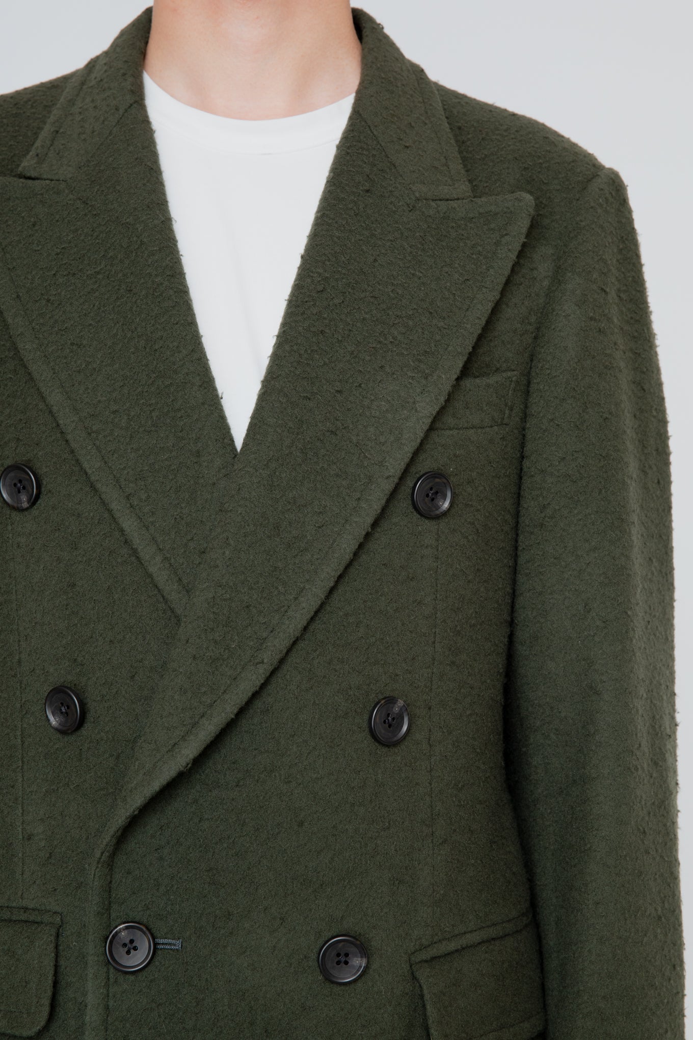 NAPPING WOOL SHORT COAT / OLIVE GREEN