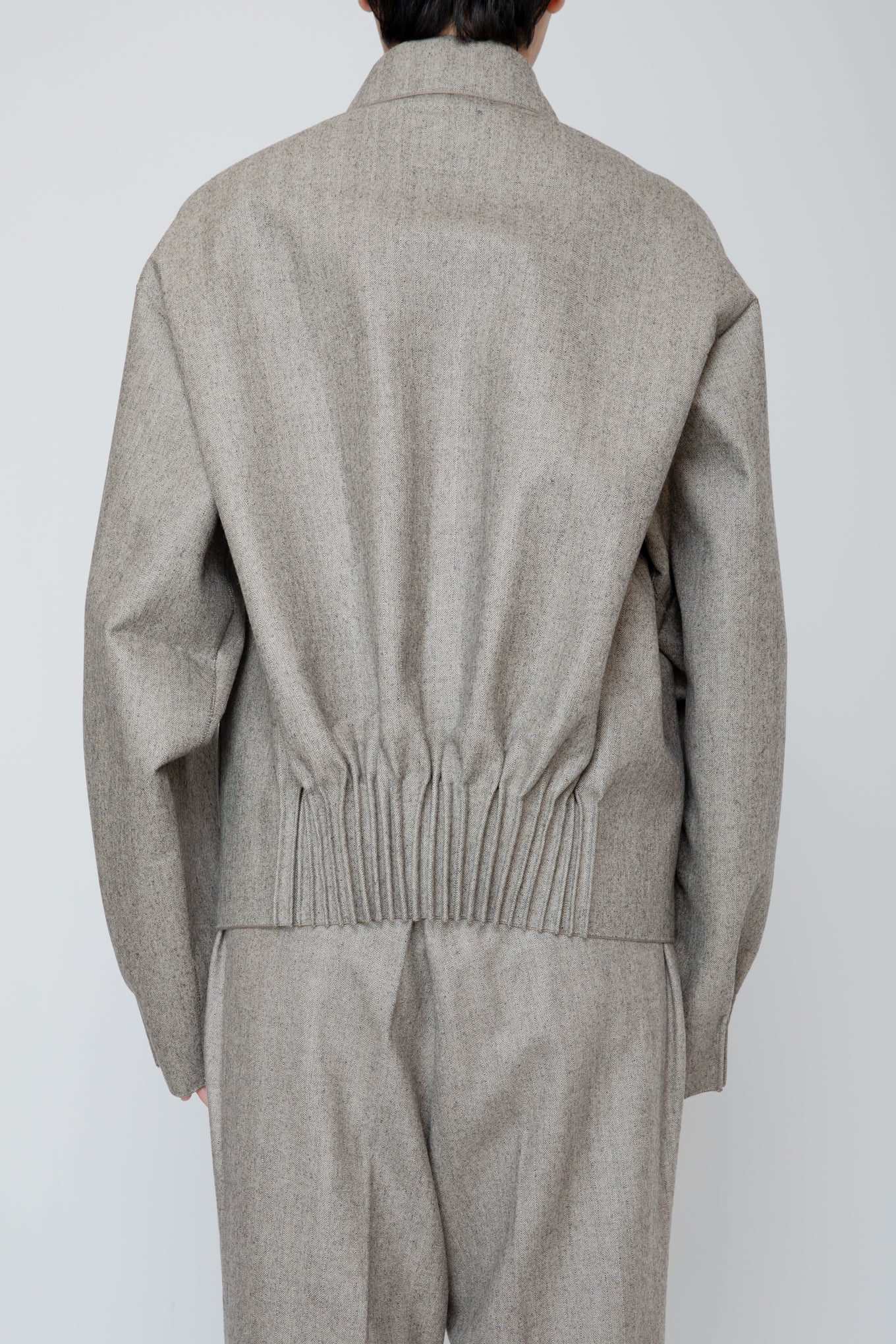 BUMPY GATHERED JACKET / HERRINGBONE