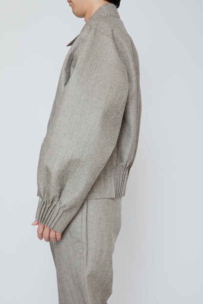 BUMPY GATHERED JACKET / HERRINGBONE