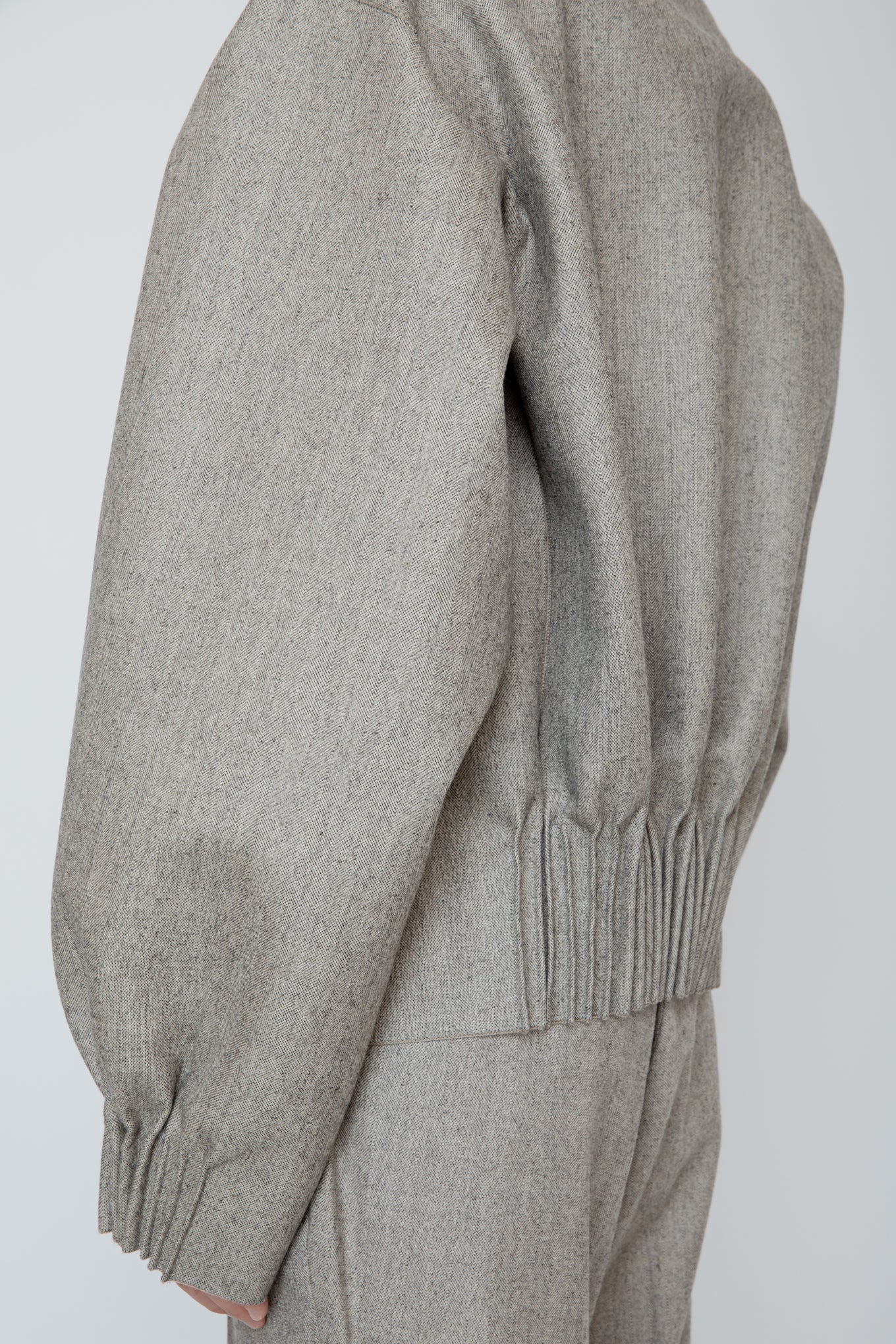 BUMPY GATHERED JACKET / HERRINGBONE