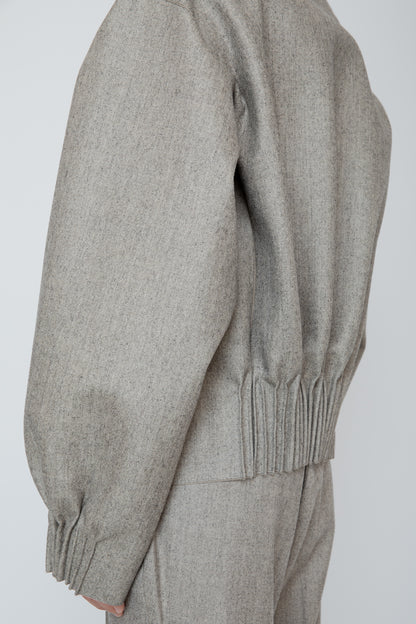 BUMPY GATHERED JACKET / HERRINGBONE