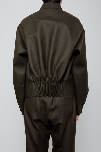 BUMPY GATHERED JACKET / DARK OLIVE