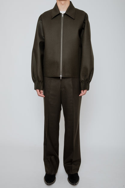 BUMPY GATHERED JACKET / DARK OLIVE