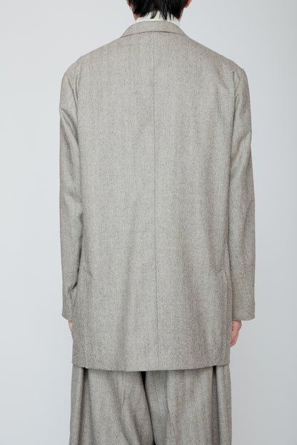 DOUBLE BREASTED LONG JACKET / HERRINGBONE