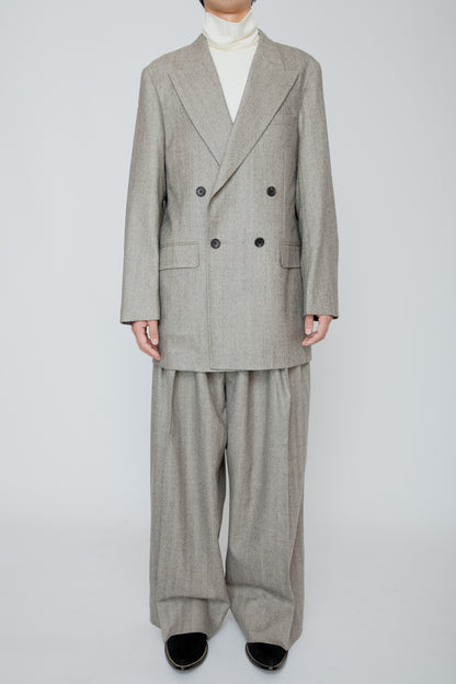 DOUBLE BREASTED LONG JACKET / HERRINGBONE