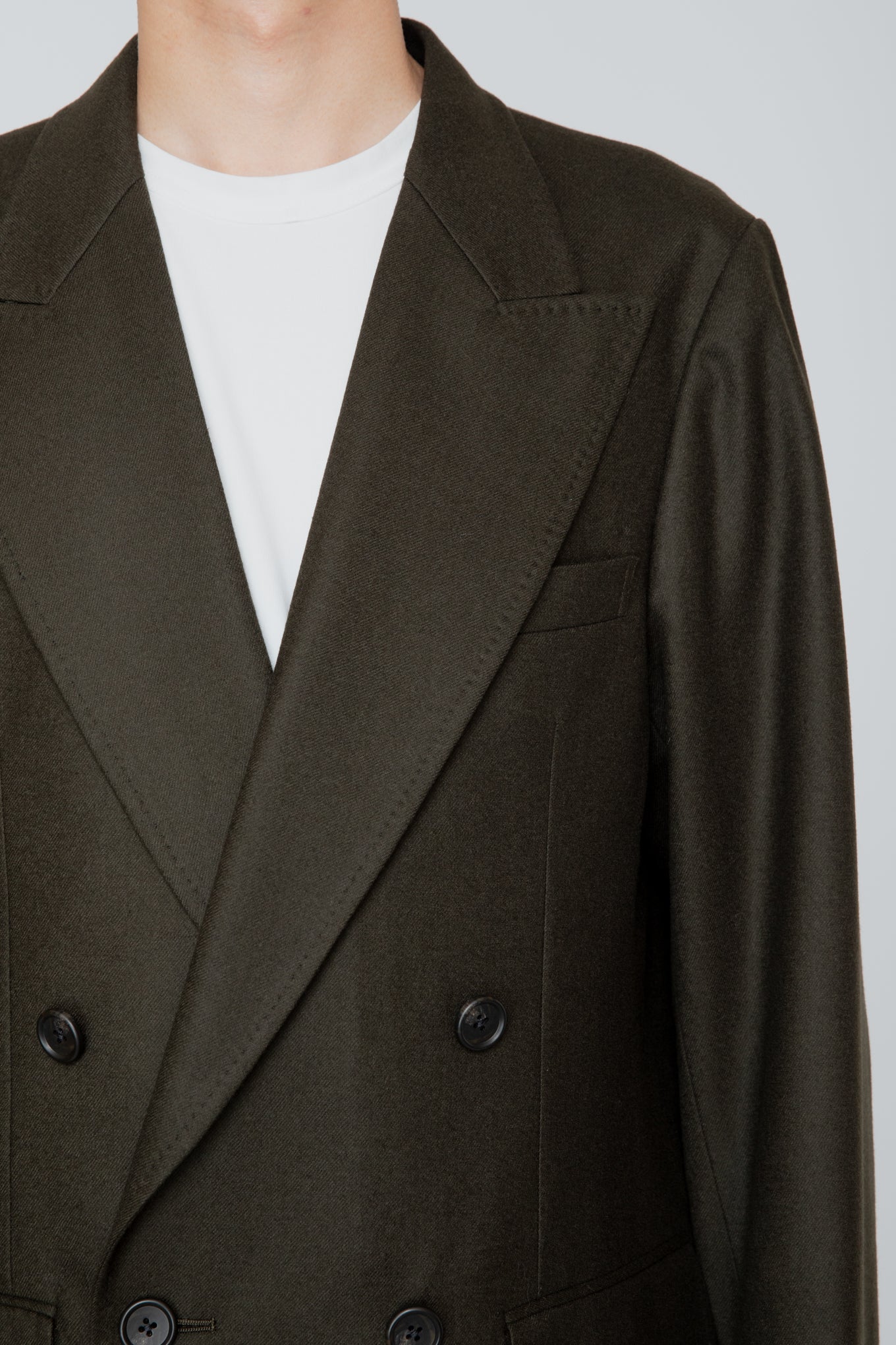 DOUBLE BREASTED LONG JACKET / DARK OLIVE