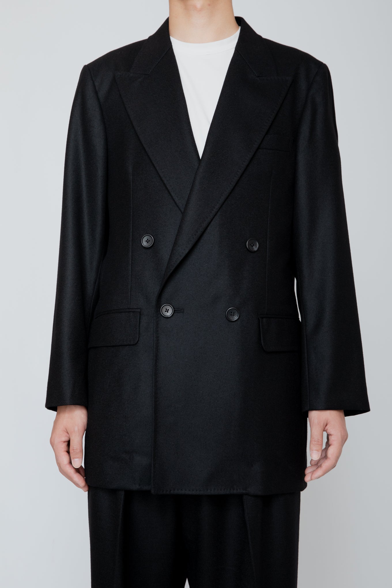 DOUBLE BREASTED LONG JACKET / BLACK