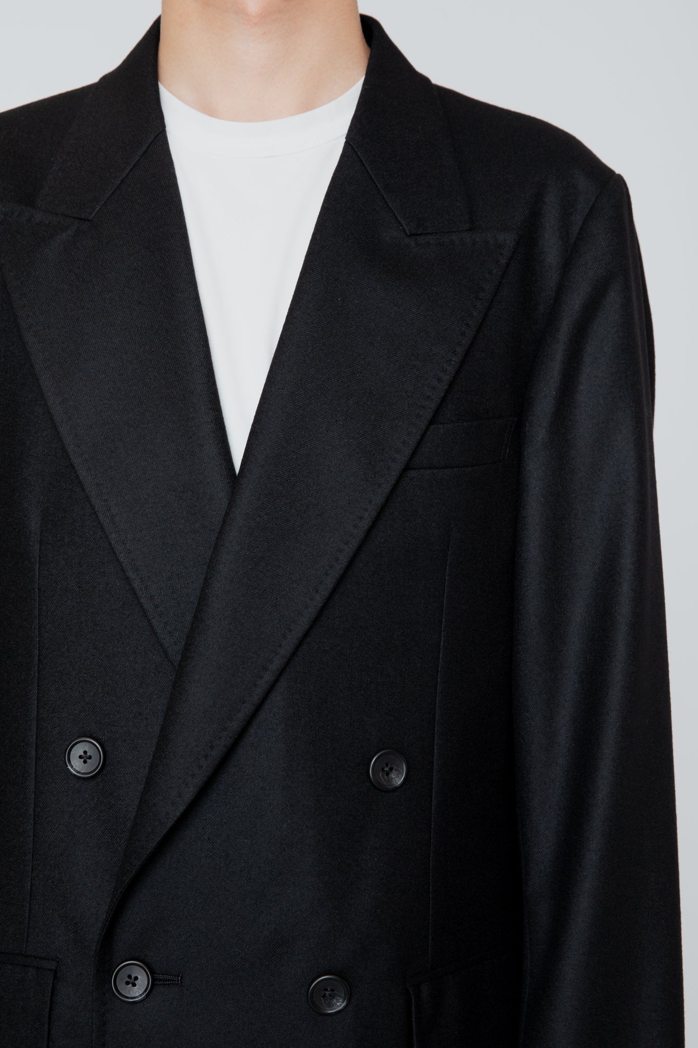 DOUBLE BREASTED LONG JACKET / BLACK