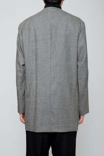 NO COLLAR LONG JACKET / HOUNDSTOOTH