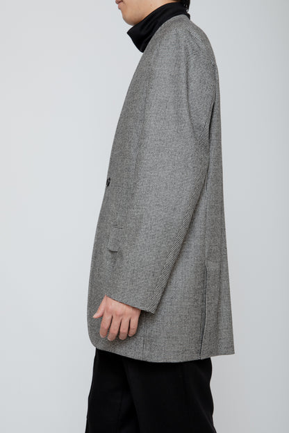 NO COLLAR LONG JACKET / HOUNDSTOOTH