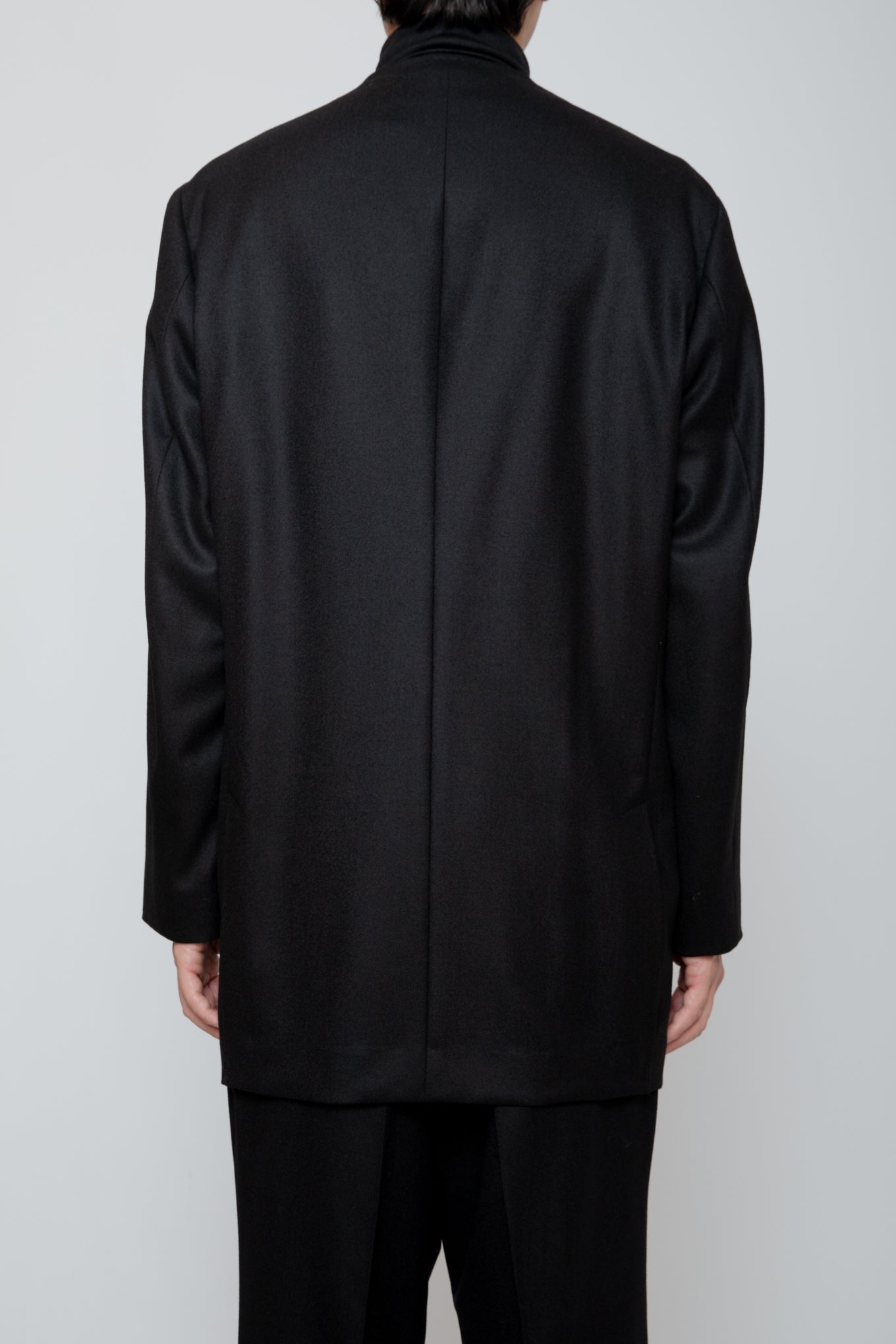 NO COLLAR LONG JACKET / BLACK