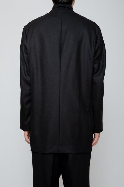 NO COLLAR LONG JACKET / BLACK