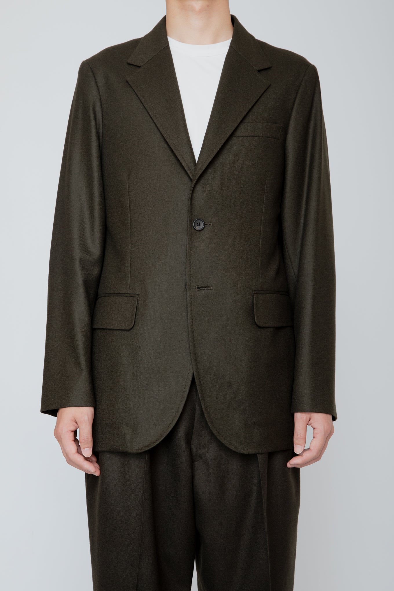 SINGLE BREASTED JACKET / DARK OLIVE