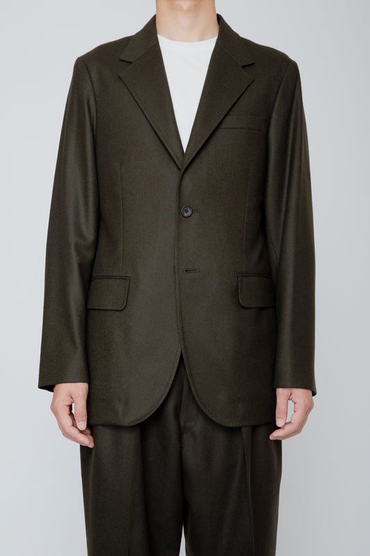SINGLE BREASTED JACKET / DARK OLIVE