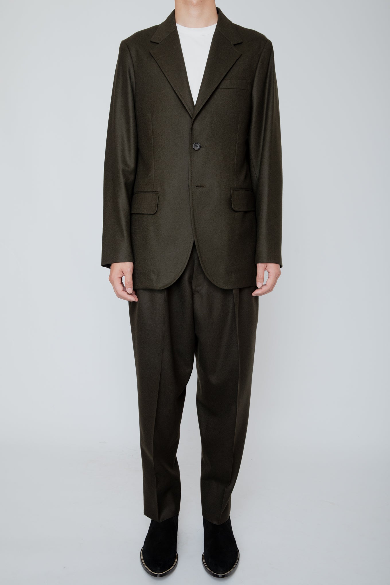 SINGLE BREASTED JACKET / DARK OLIVE
