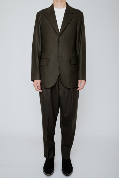 SINGLE BREASTED JACKET / DARK OLIVE