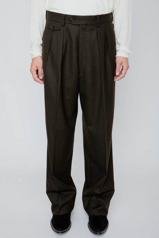 WIDE TROUSERS / DARK OLIVE