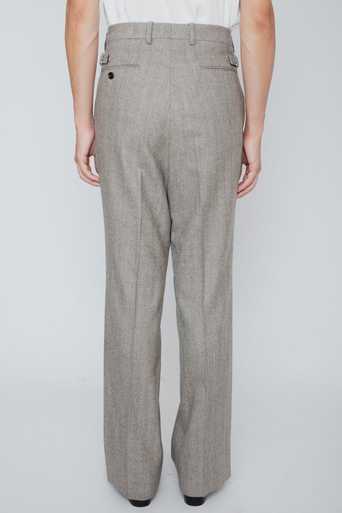 SEMI FLARED TROUSERS / HERRINGBONE