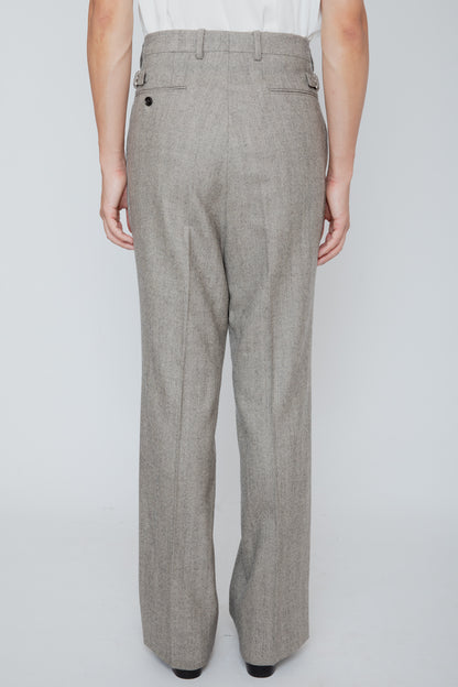 SEMI FLARED TROUSERS / HERRINGBONE