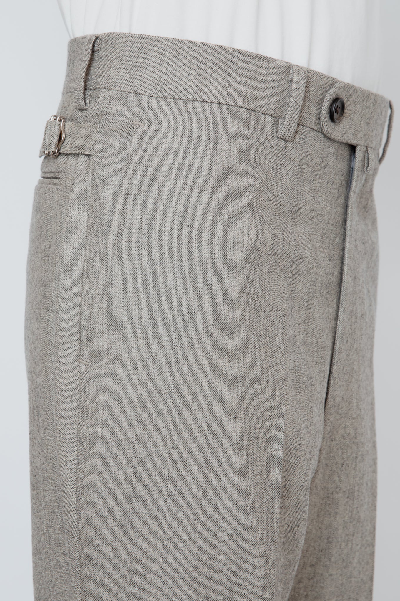 SEMI FLARED TROUSERS / HERRINGBONE