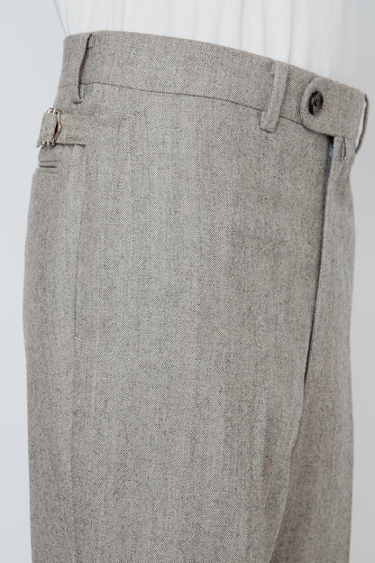 SEMI FLARED TROUSERS / HERRINGBONE