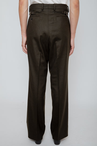 SEMI FLARED TROUSERS / DARK OLIVE