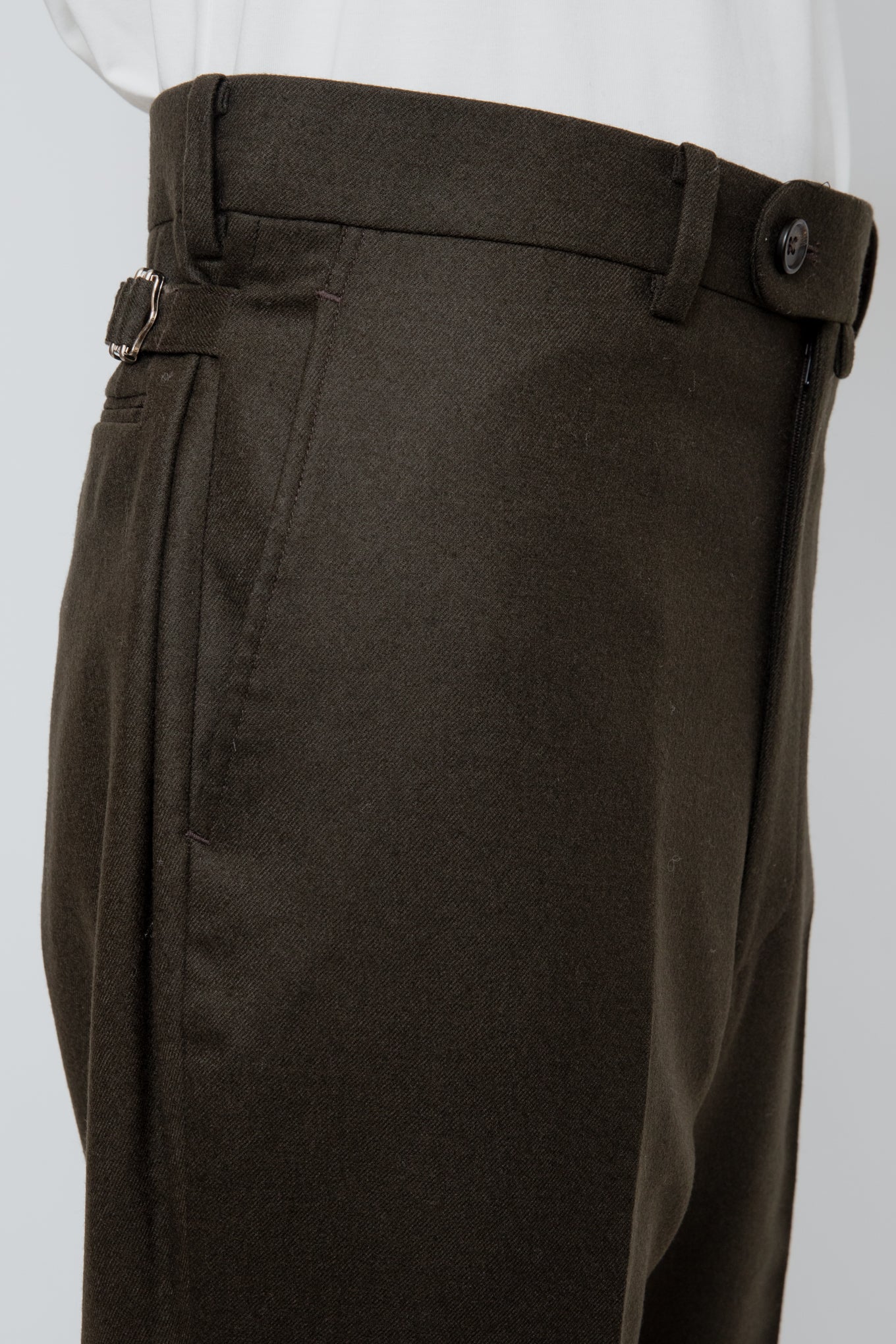SEMI FLARED TROUSERS / DARK OLIVE