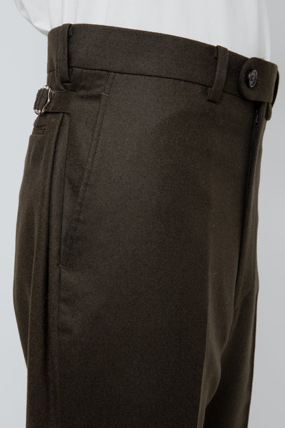 SEMI FLARED TROUSERS / DARK OLIVE
