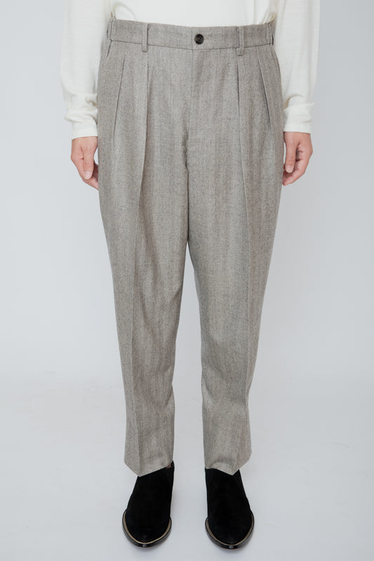 SHIRRING TROUSERS / HERRINGBONE