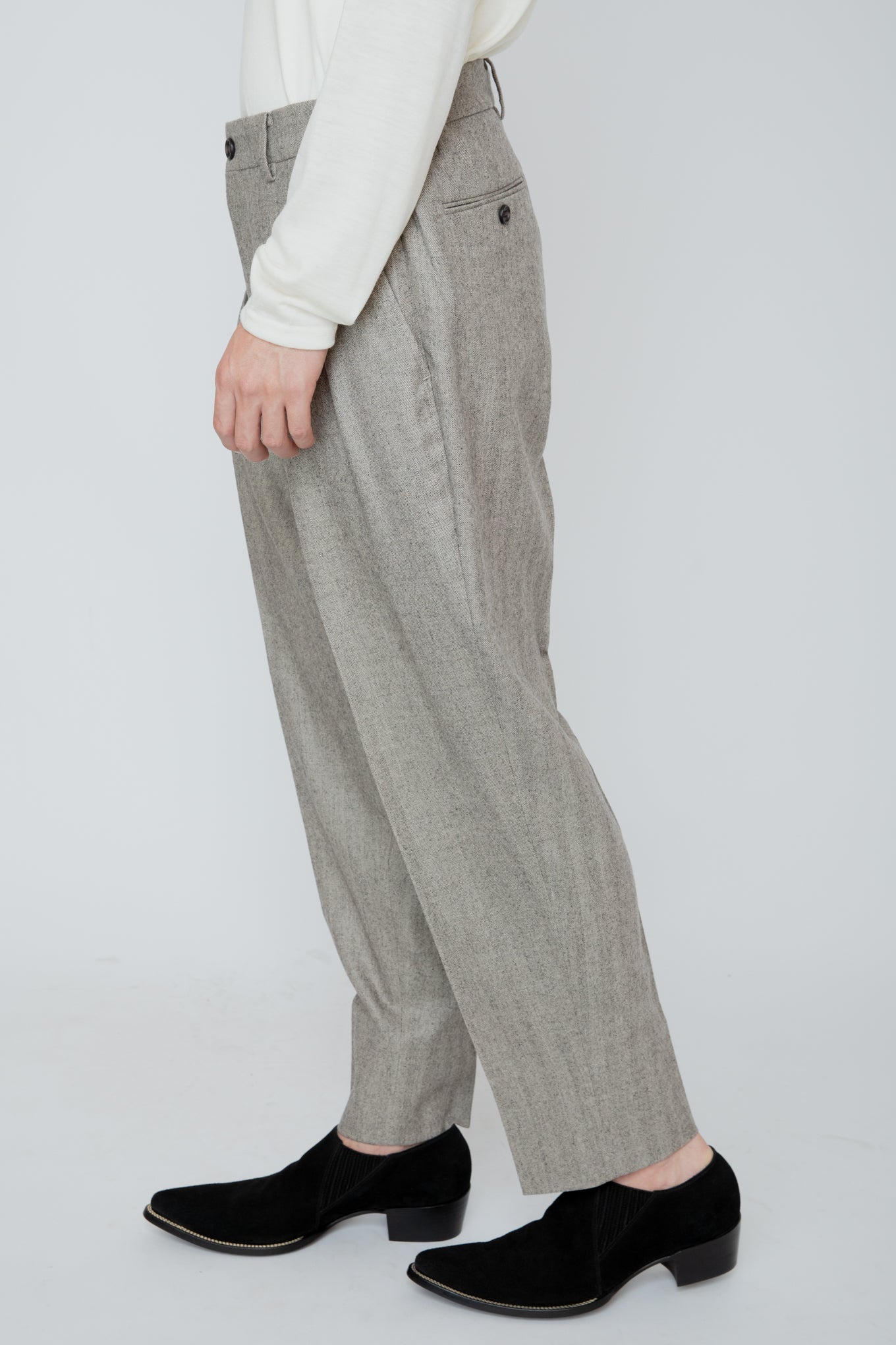 SHIRRING TROUSERS / HERRINGBONE