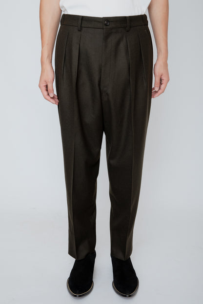 SHIRRING TROUSERS / DARK OLIVE